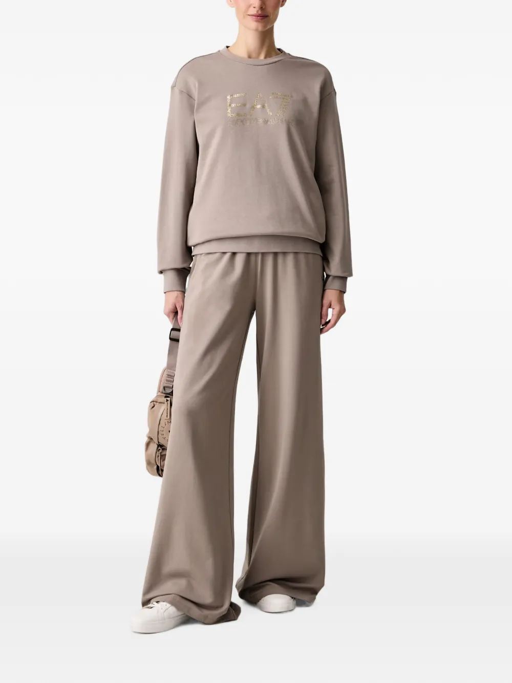 Ea7 Emporio Armani Sweater met logo-print Beige