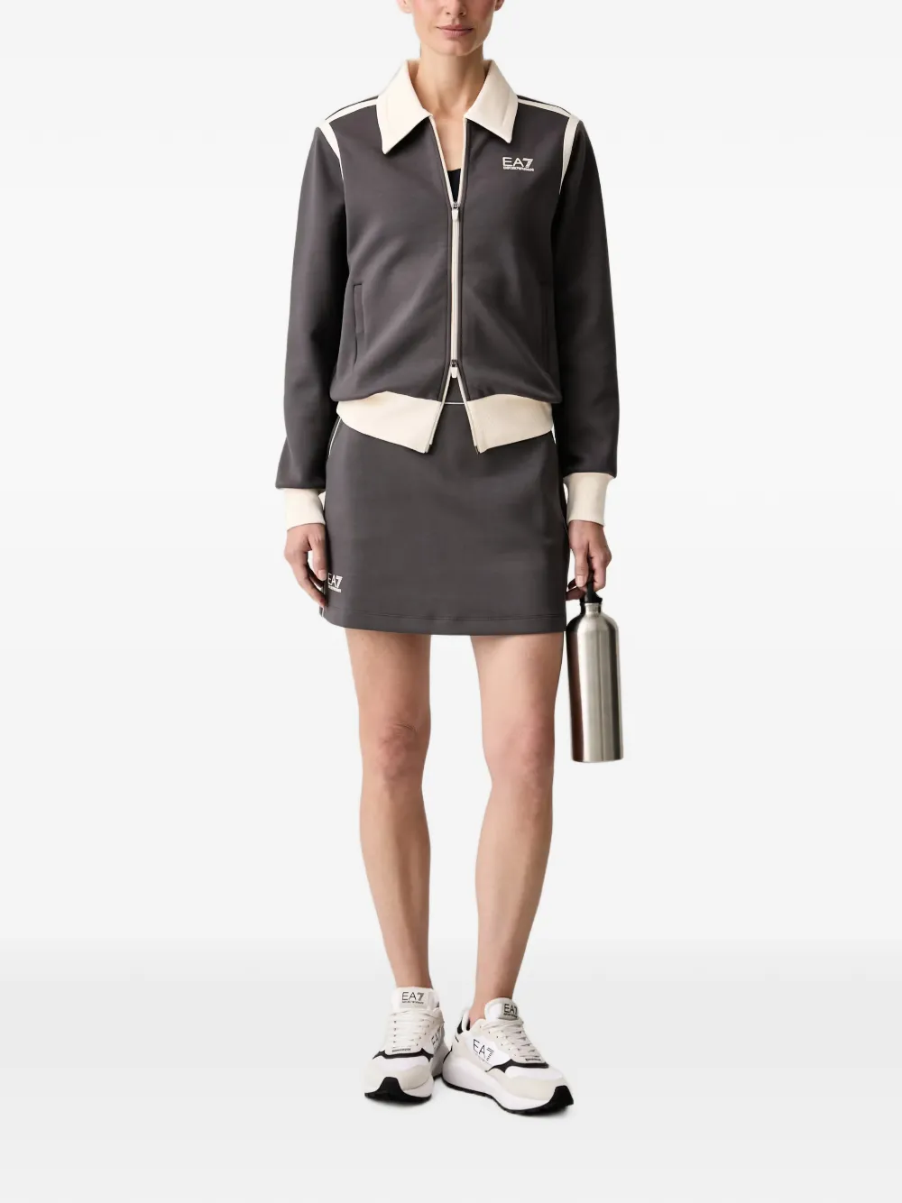 Ea7 Emporio Armani logo-print zip-up sweatshirt Grijs