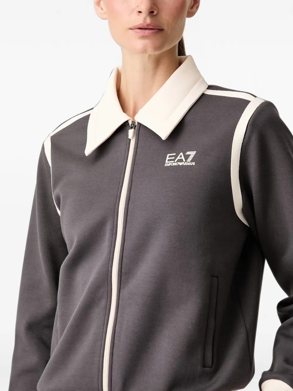 Ea7 Emporio Armani logo-print zip-up sweatshirt Grijs