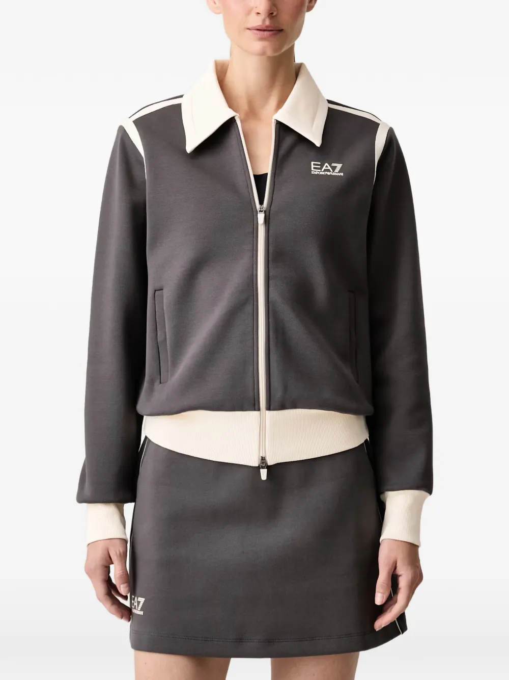 Ea7 Emporio Armani logo-print zip-up sweatshirt