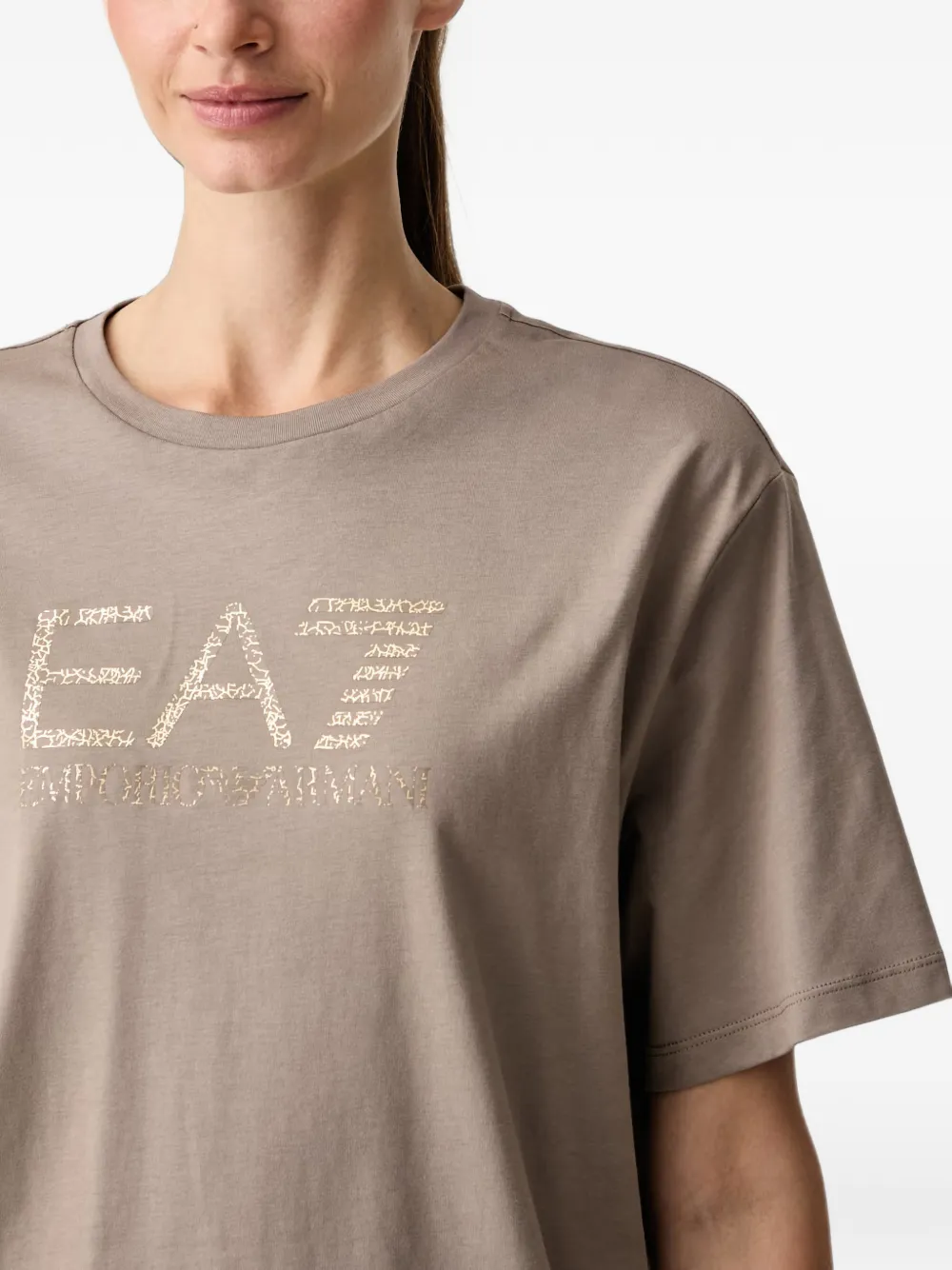 Ea7 Emporio Armani T-shirt met logoprint en korte mouwen Beige