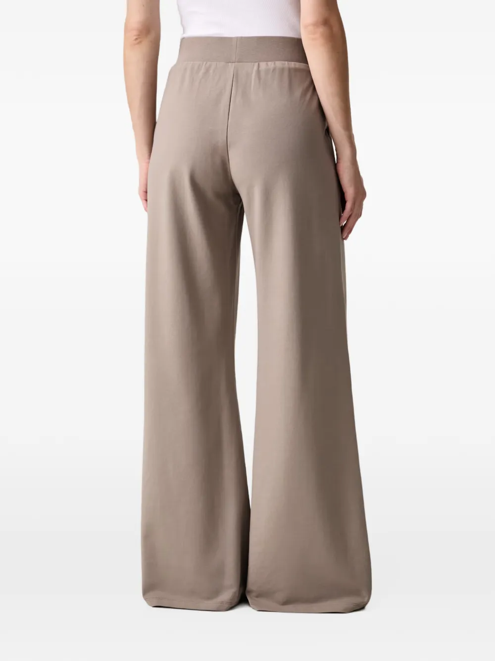 Ea7 Emporio Armani logo-plaque wide-leg track pants Beige