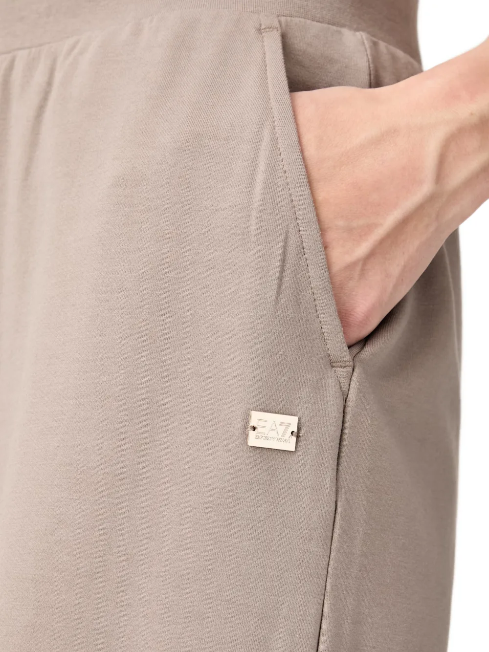 Ea7 Emporio Armani logo-plaque wide-leg track pants Beige