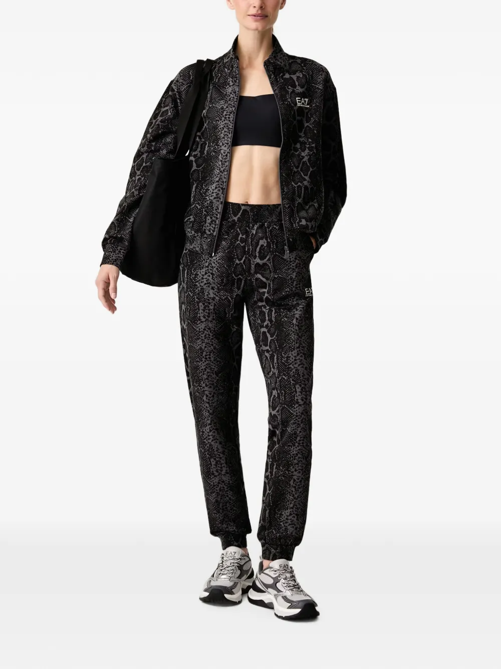 Ea7 Emporio Armani Trainingsbroek met slangenprint Zwart