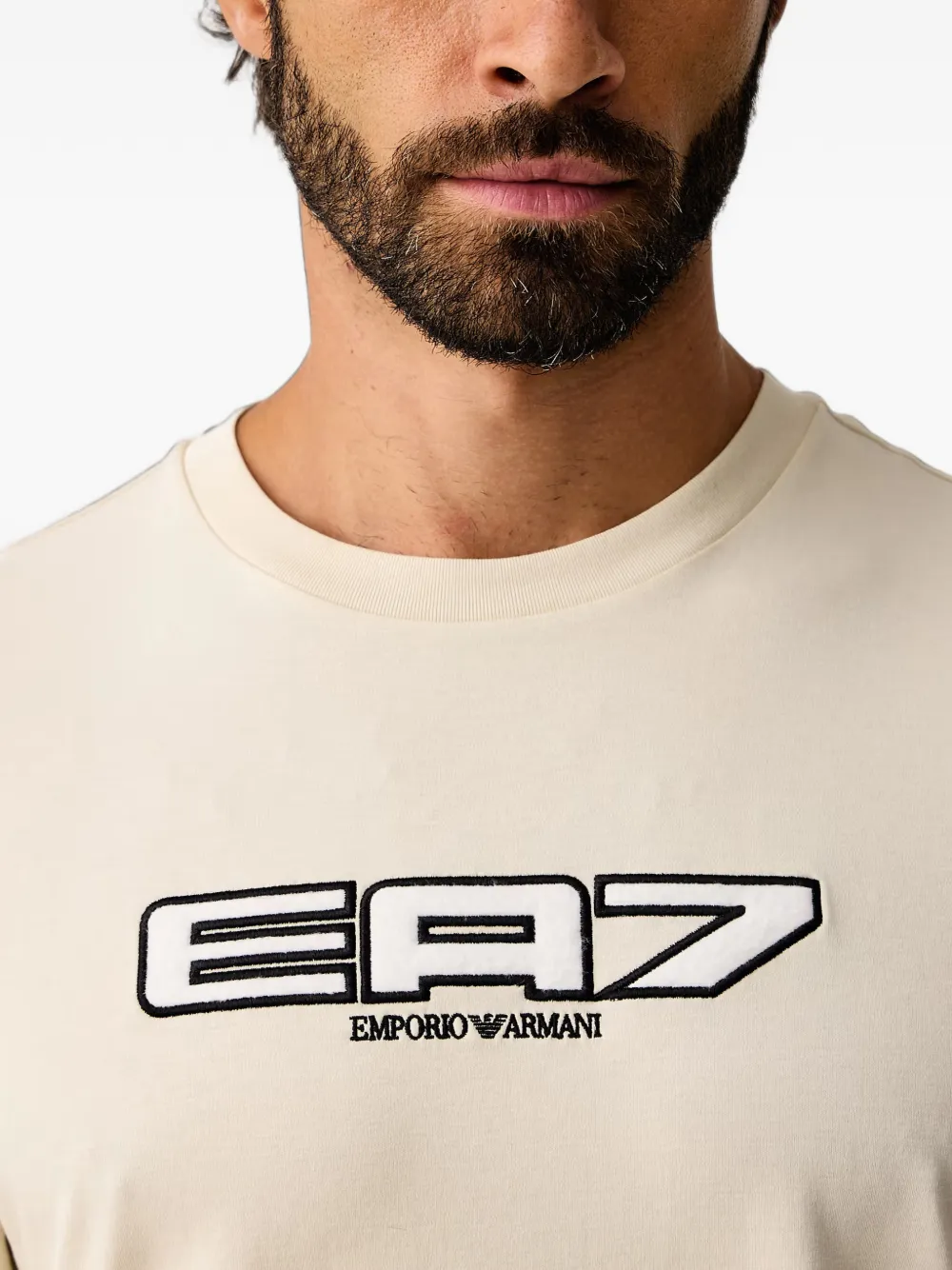 Ea7 Emporio Armani T-shirt met logoprint met ronde hals Beige