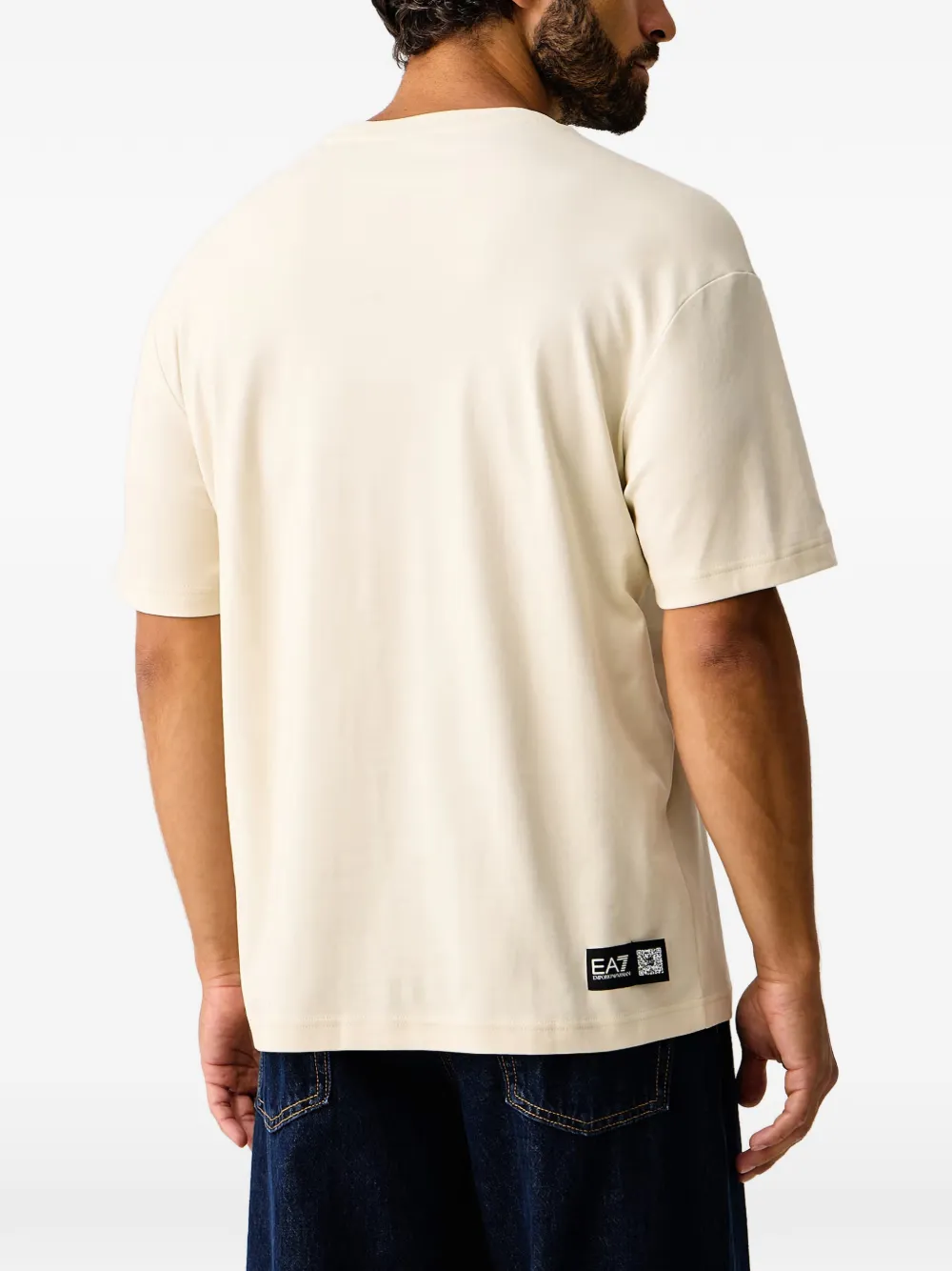 Ea7 Emporio Armani T-shirt met logoprint met ronde hals Beige