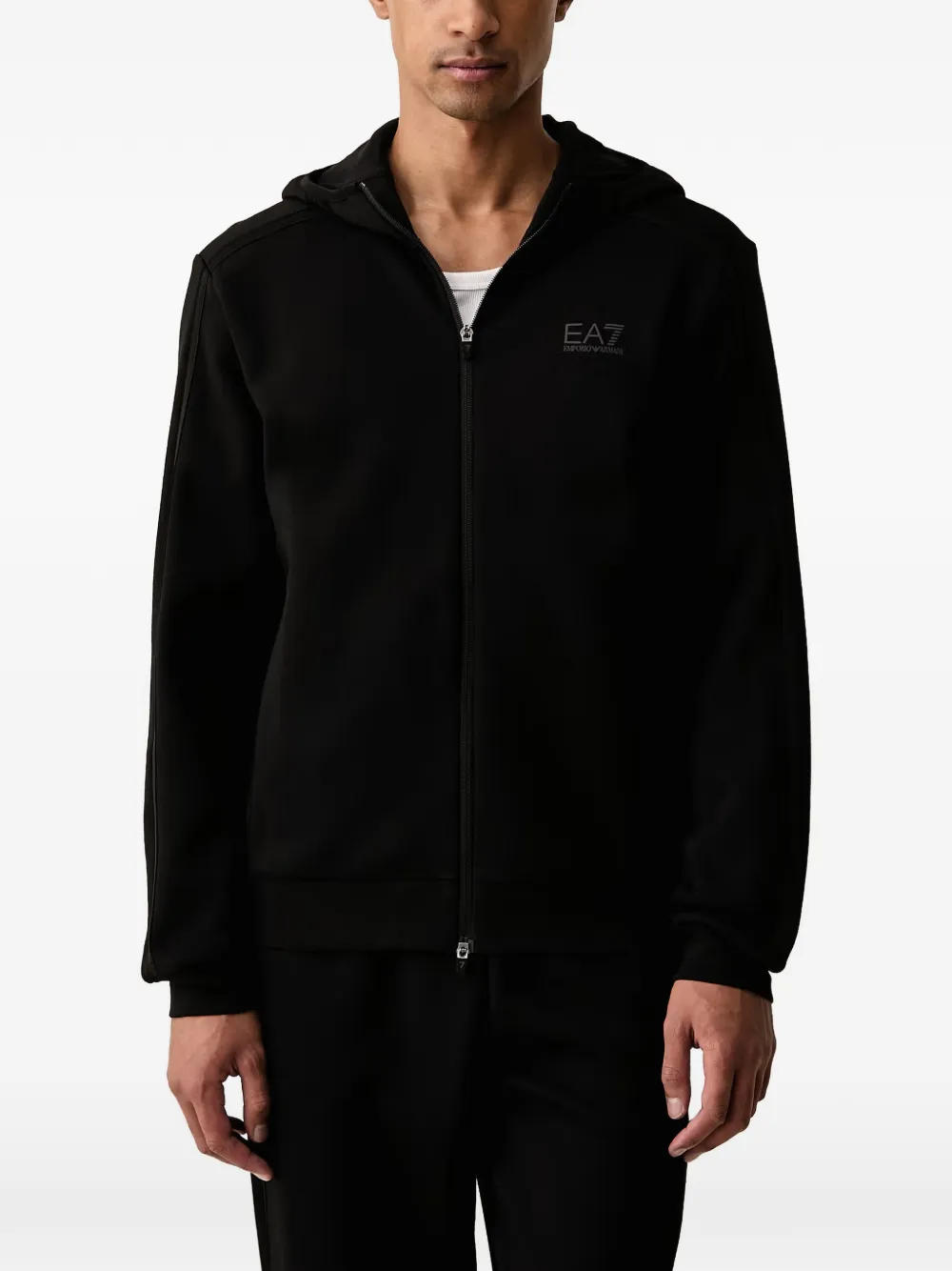 Ea7 Emporio Armani Ventus 7 logo-print zip-up tracksuit - Black