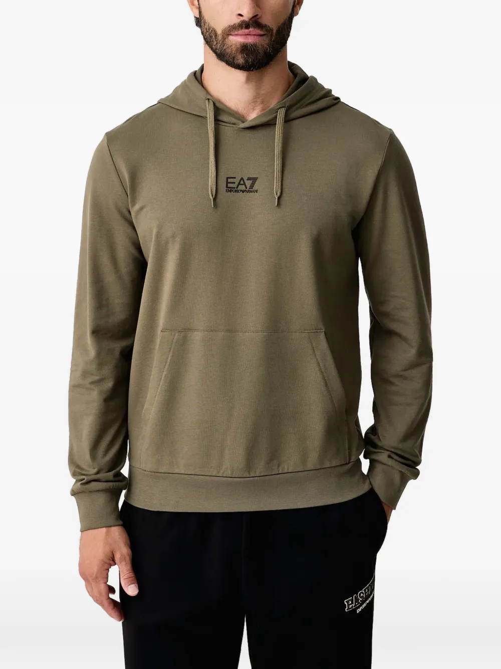 Ea7 Emporio Armani logo-print drawstring hoodie Groen