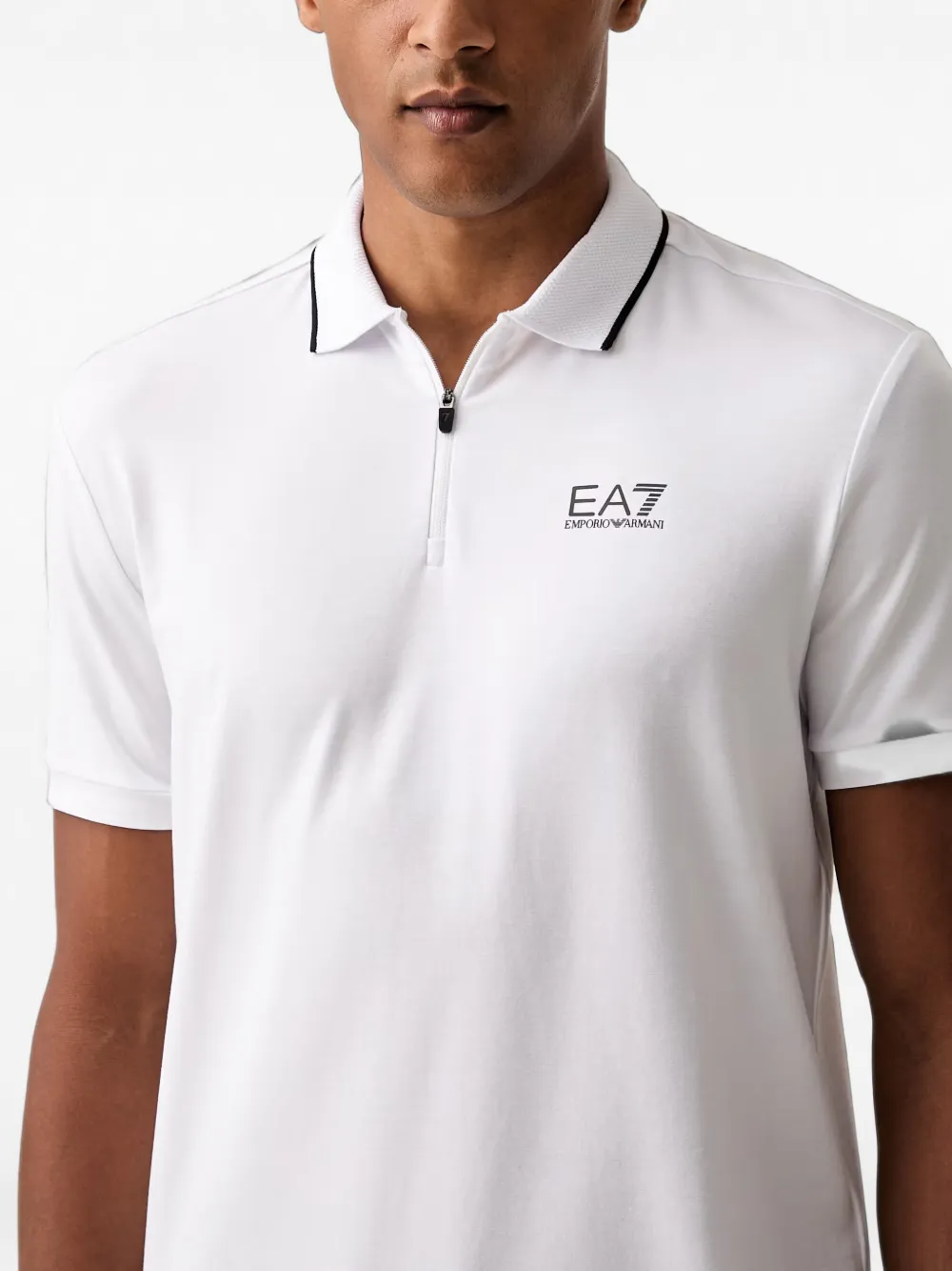 Ea7 Emporio Armani Poloshirt met rits en logo-print Wit
