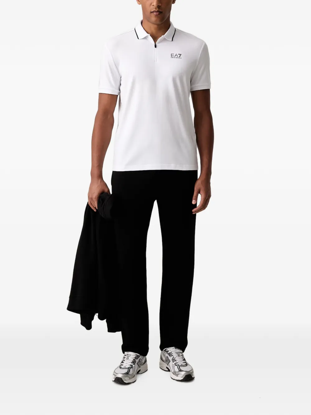 Ea7 Emporio Armani Poloshirt met rits en logo-print Wit