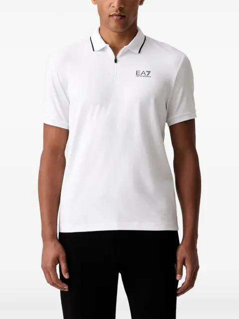 Ea7 Emporio Armani logo-print zip-neck polo shirt