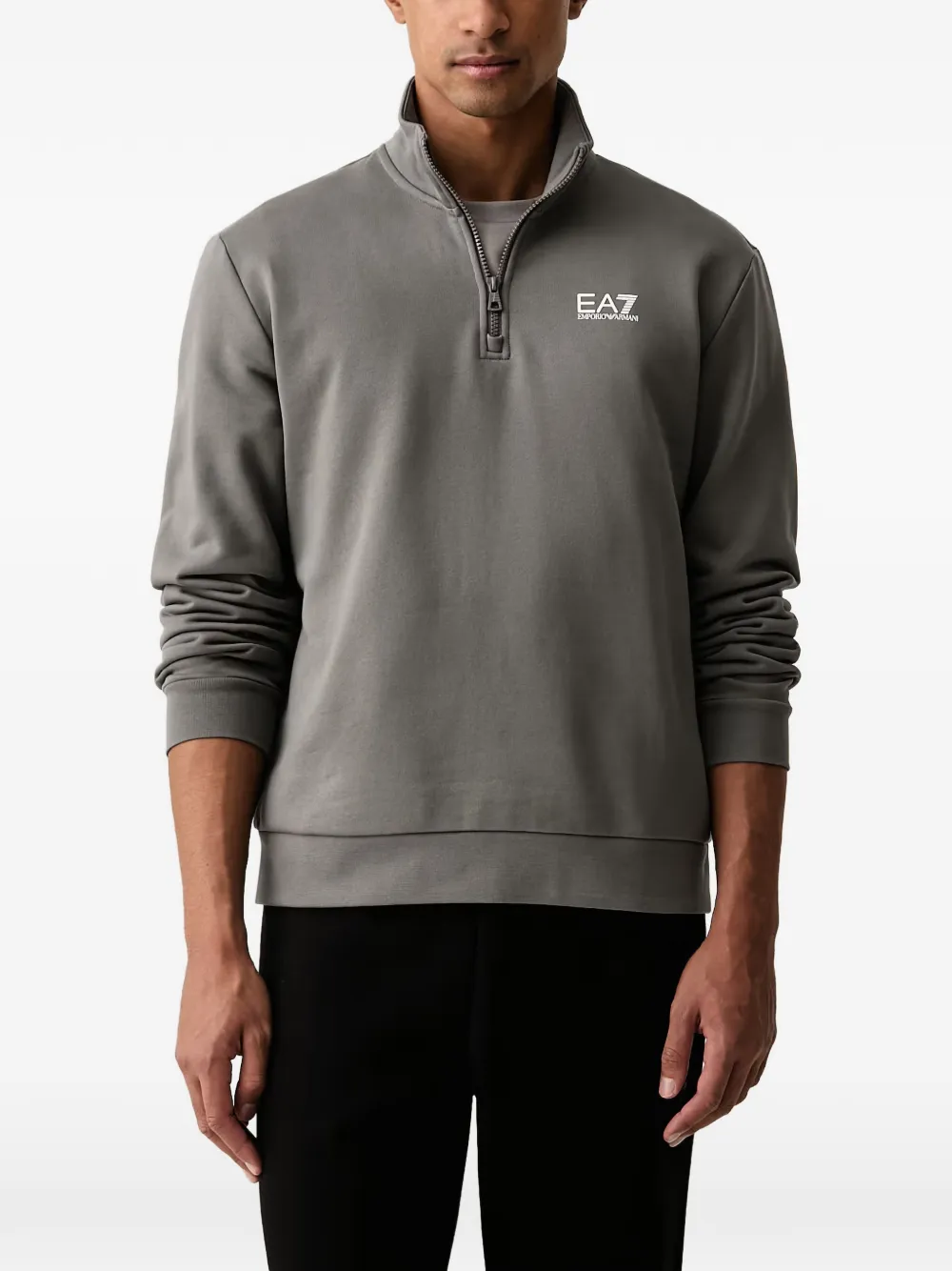 Ea7 Emporio Armani quarter-zip logo-print sweater Grijs