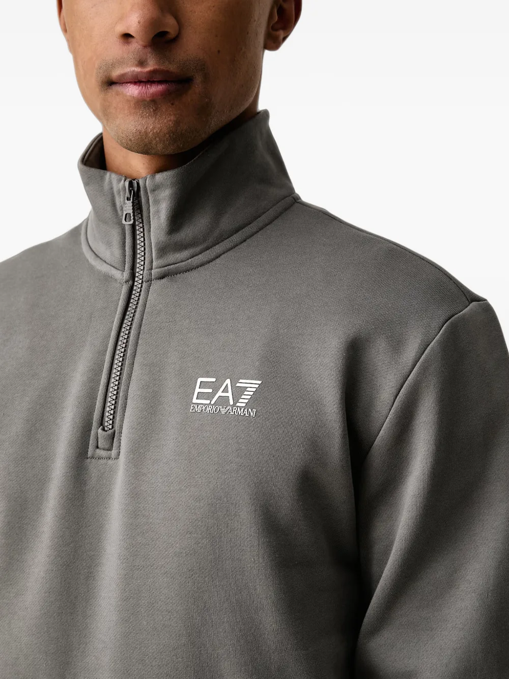 Ea7 Emporio Armani quarter-zip logo-print sweater Grijs