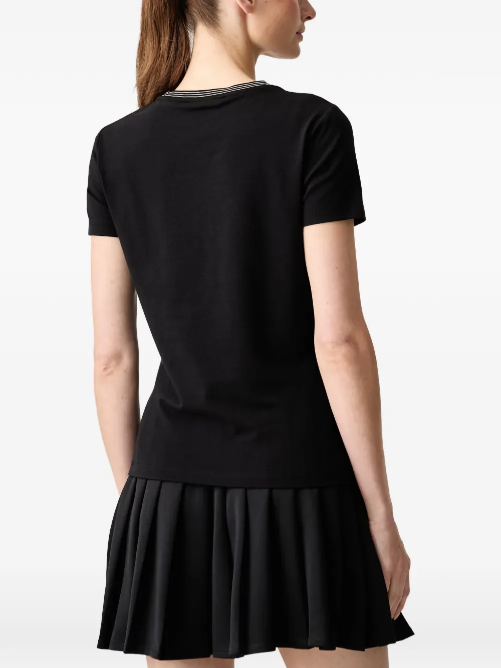 Ea7 Emporio Armani T-shirt met gestreepte afwerking en logo-print Zwart