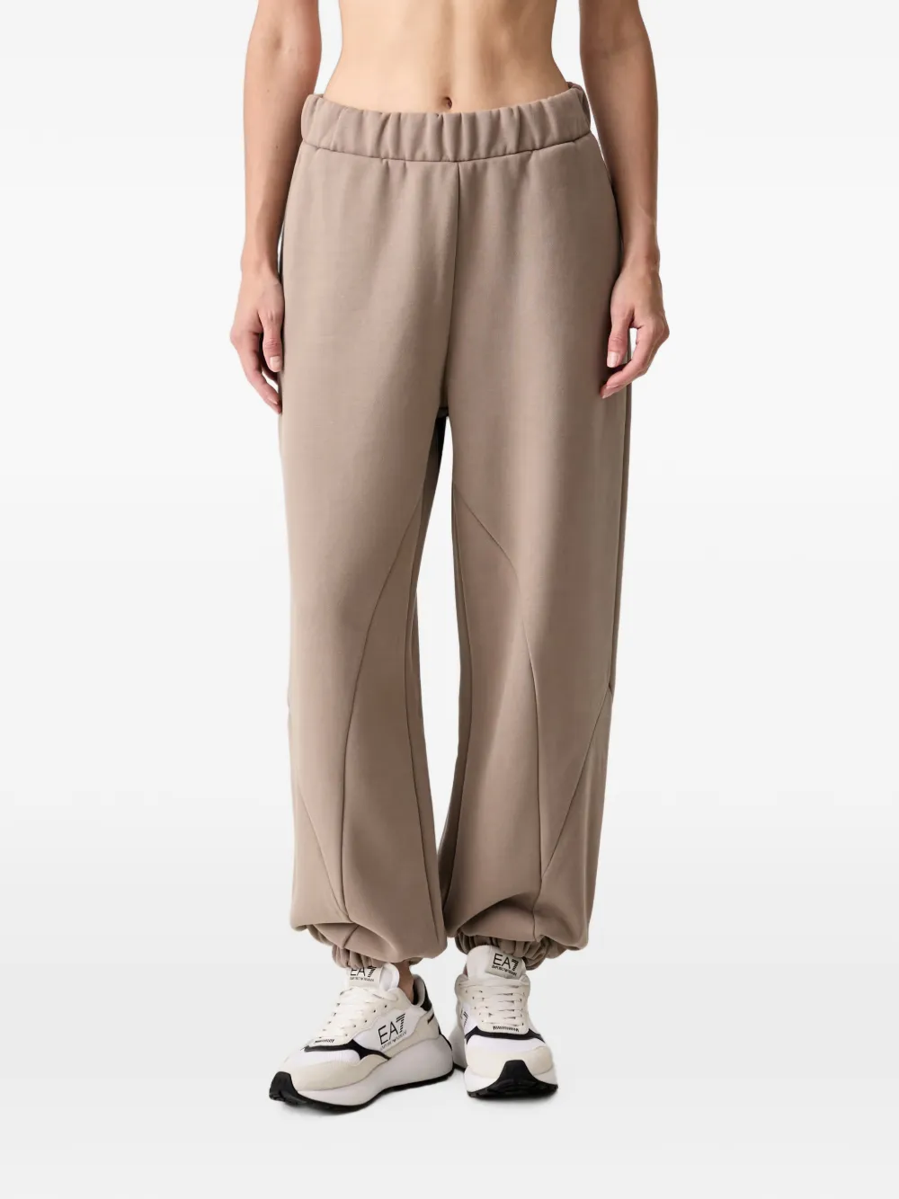 Ea7 Elasticated Track Pants In Brown
