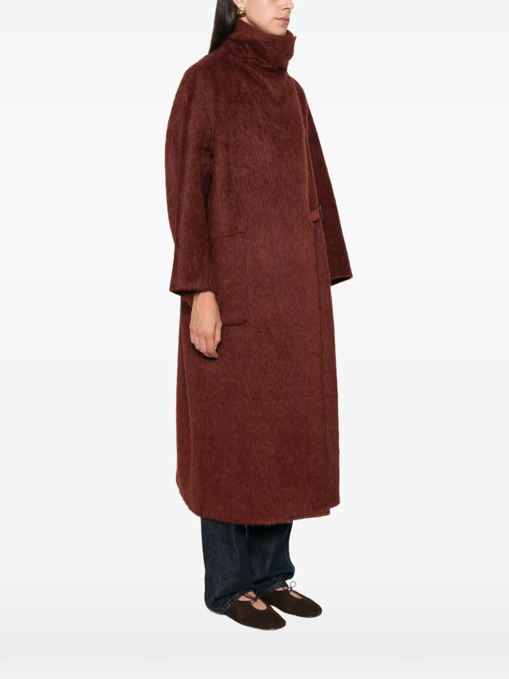 Max Mara buckle-fastening high-neck coat Rood
