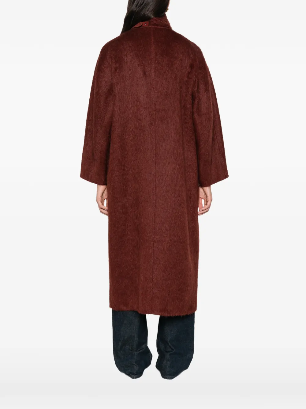 Max Mara buckle-fastening high-neck coat Rood
