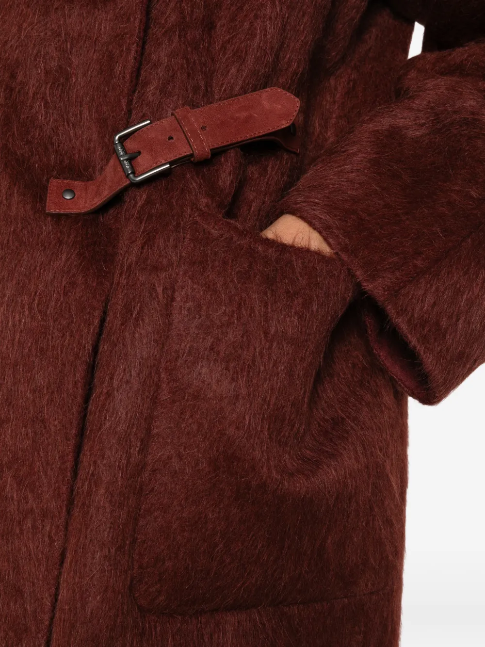 Max Mara buckle-fastening high-neck coat Rood