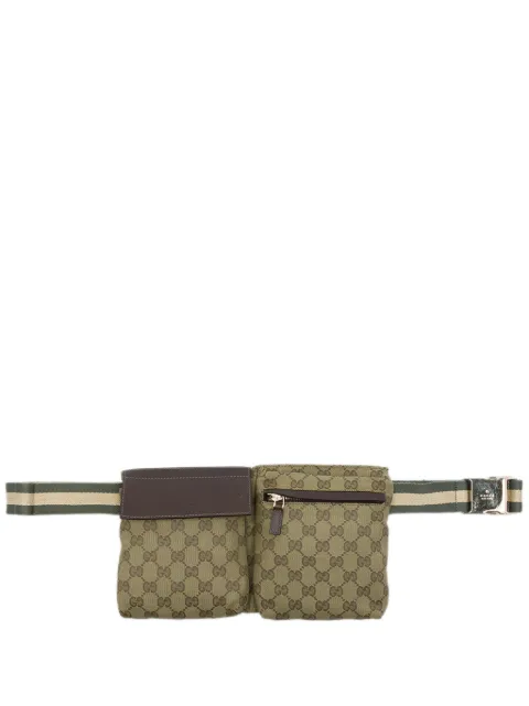 Gucci Pre-Owned 2016-2026 GG Canvas Web Double Pocket belt bag