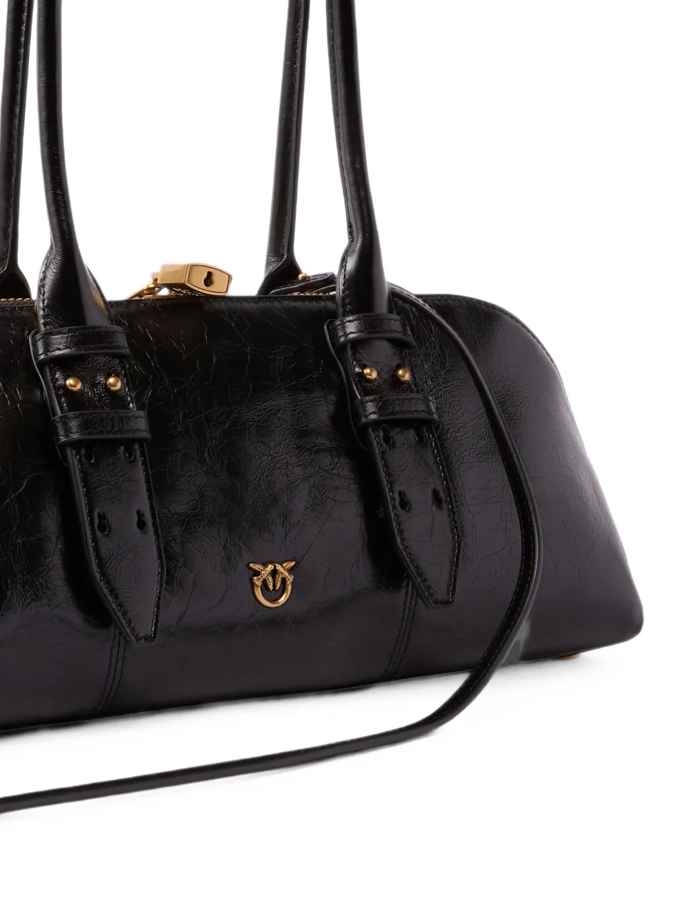 PINKO Kleine Escape Horizontal handtas van glanzend leer Zwart