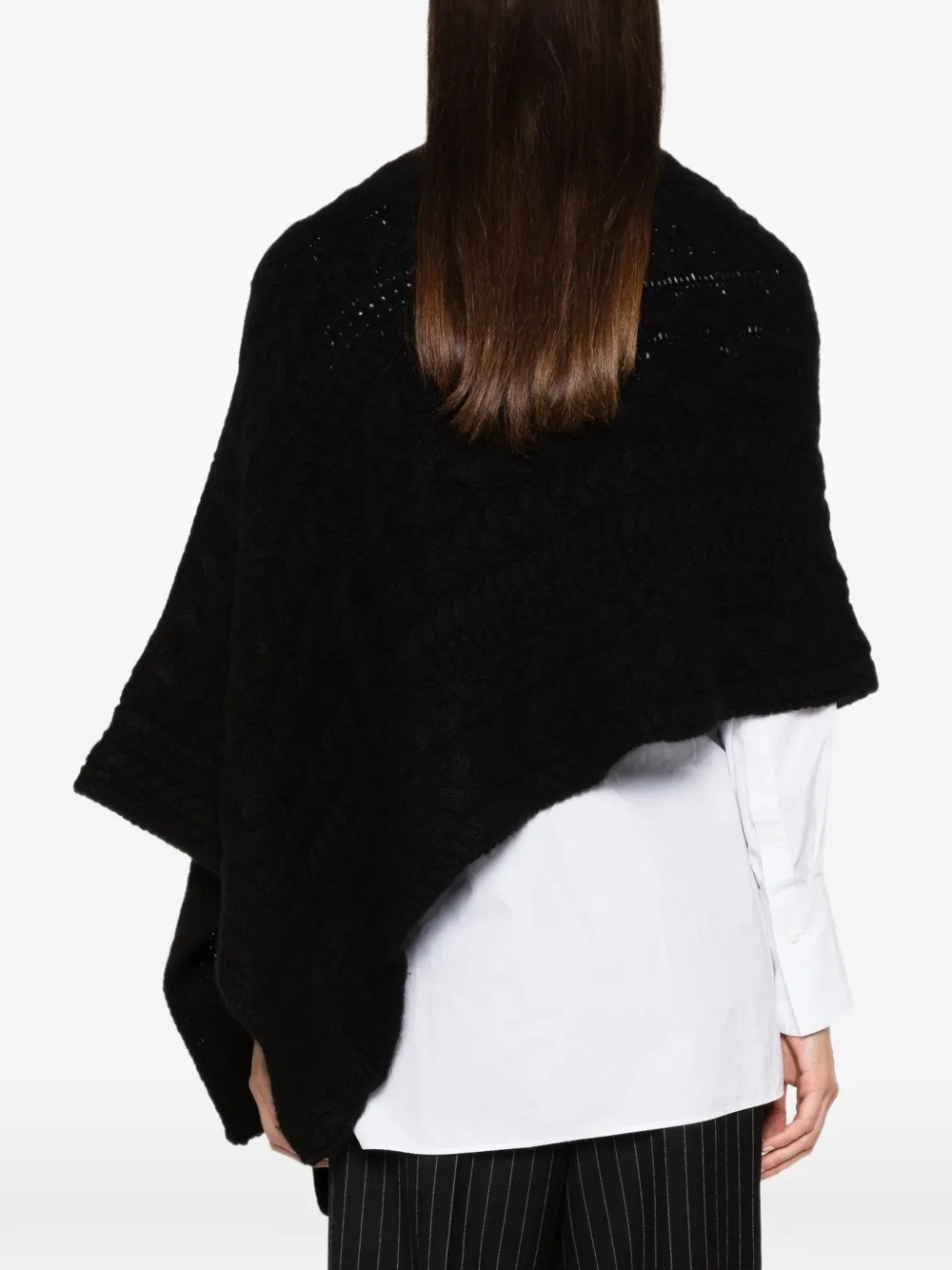 Ermanno Scervino Kabelgebreide asymmetrische cape Zwart