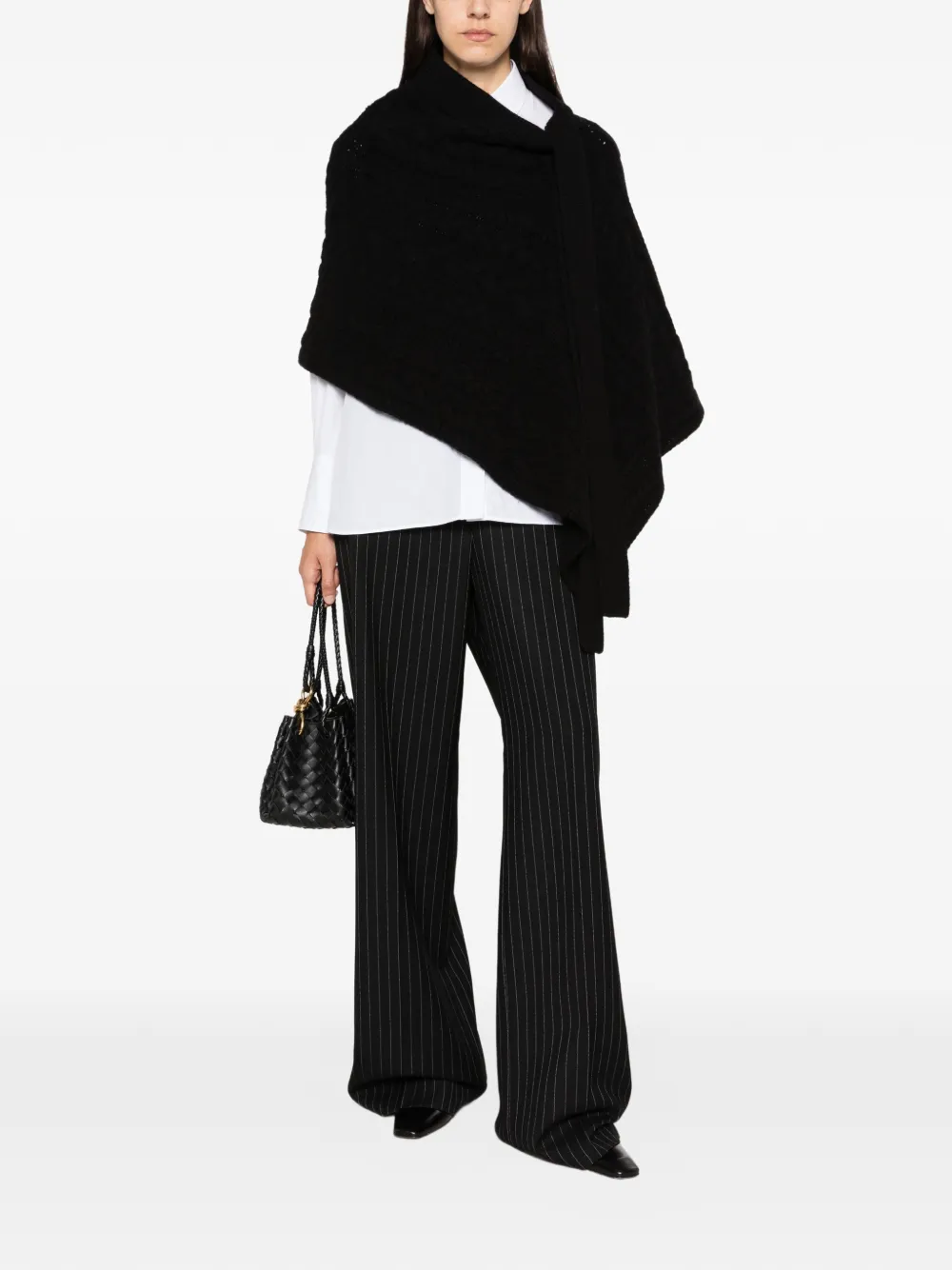 Ermanno Scervino Kabelgebreide asymmetrische cape Zwart