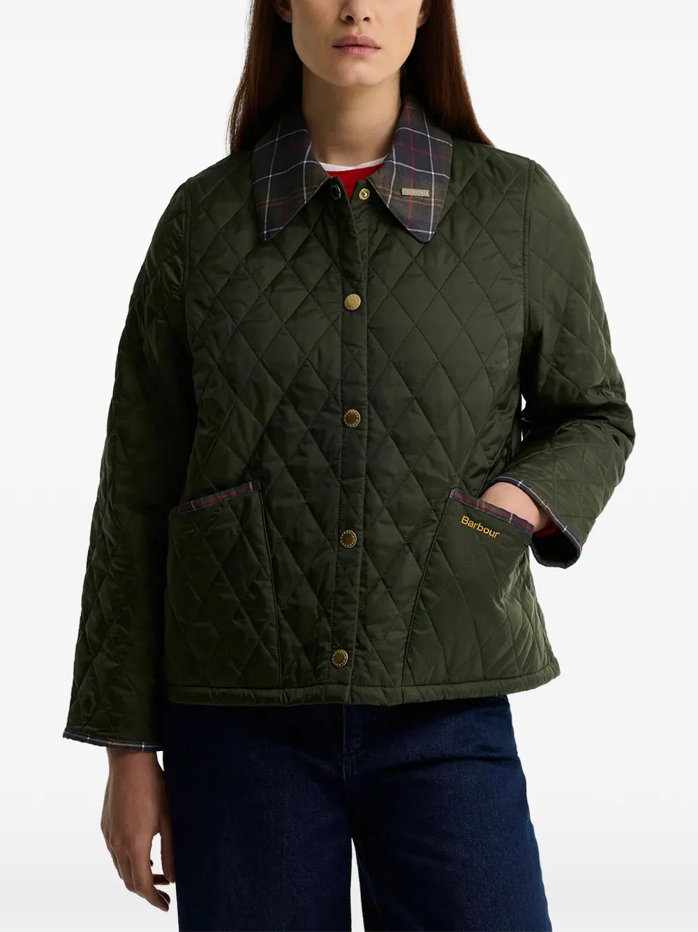 Barbour Icons jack met diamantquilt Groen