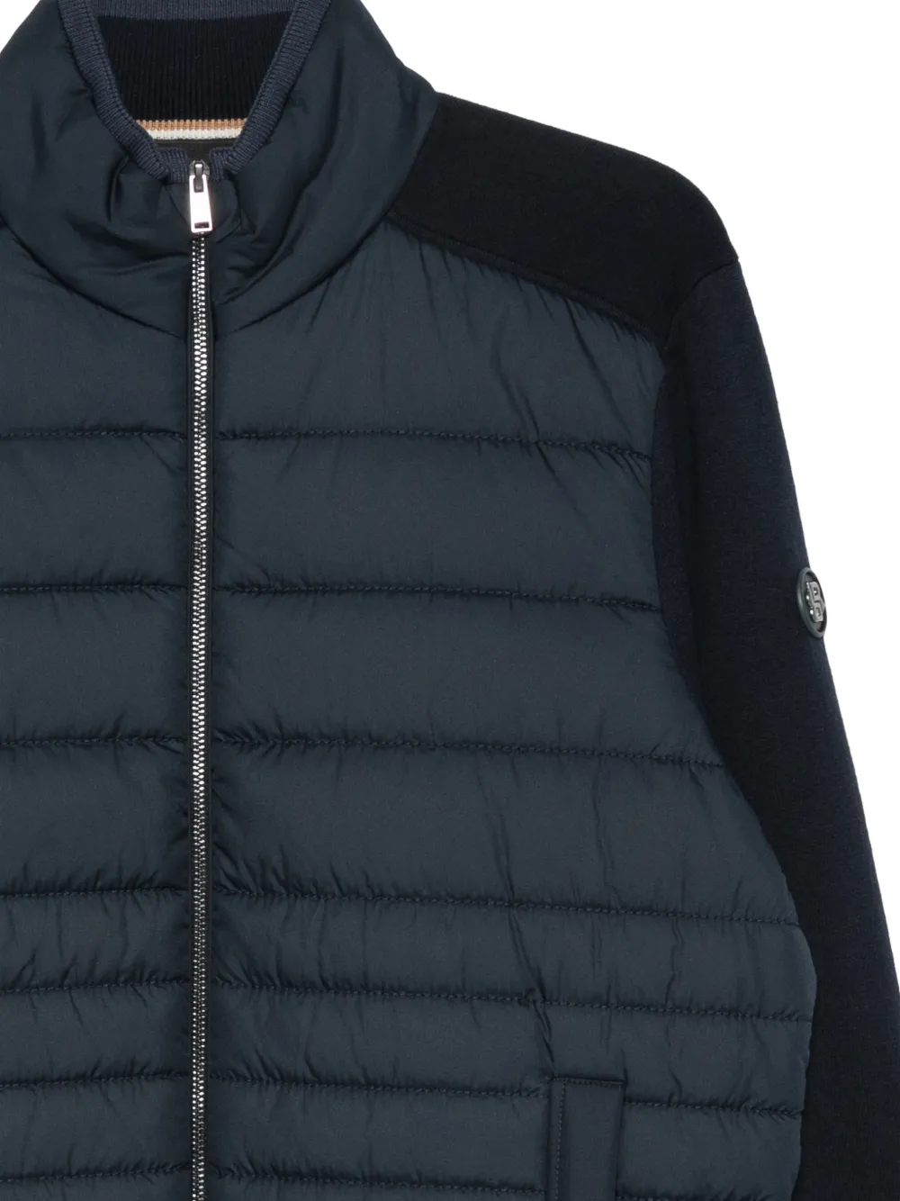 BOSS quilted zip-fastening cardigan Blauw