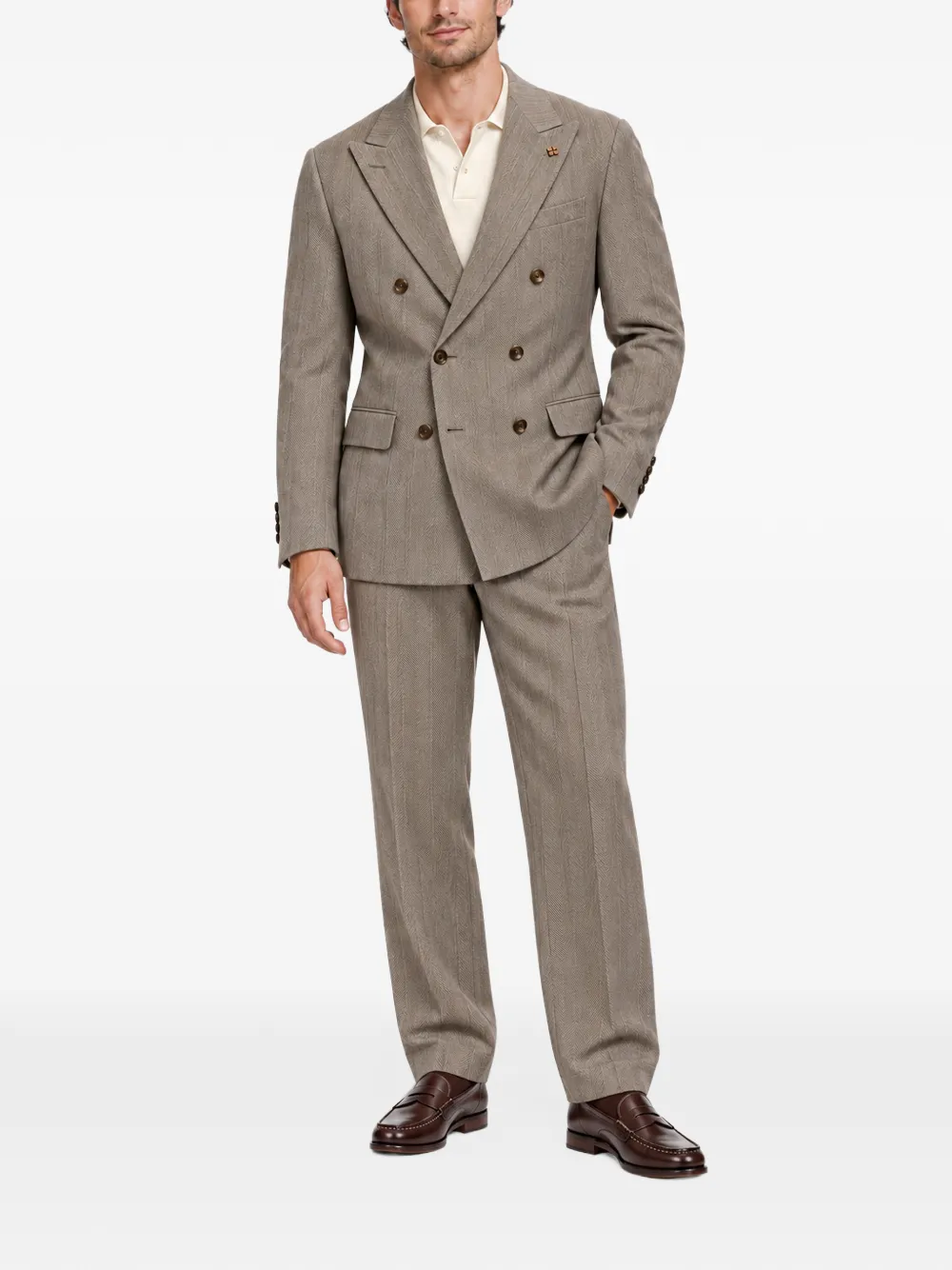 Tagliatore double-breasted pinstriped suit Bruin
