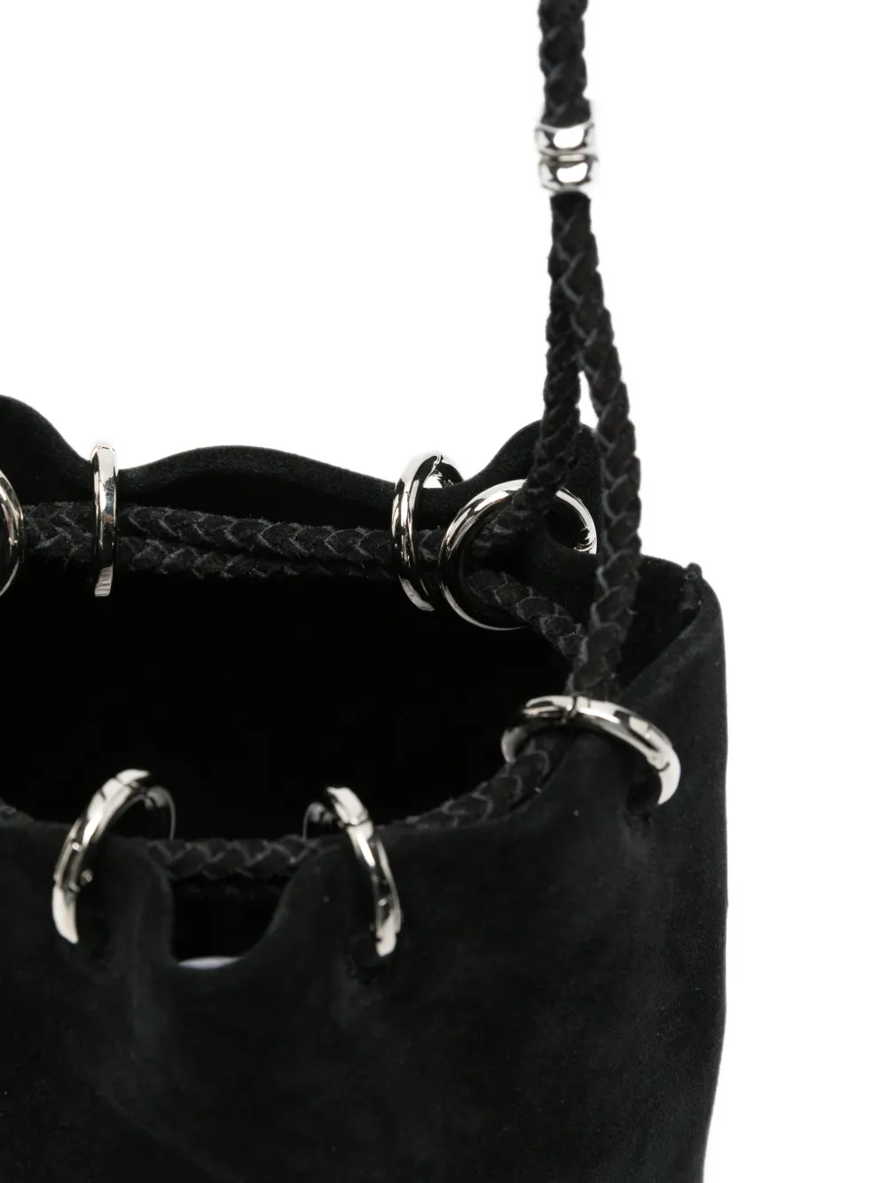 Benedetta Bruzziches suede drawstring bucket bag Zwart