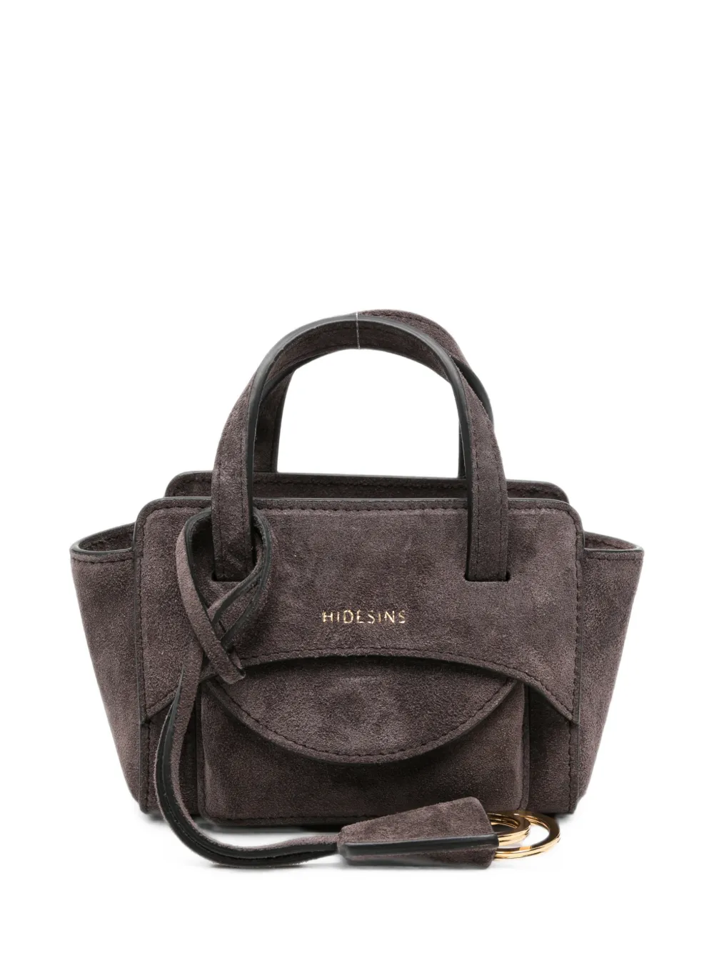 HIDESINS flap XS suede logo-print mini bag