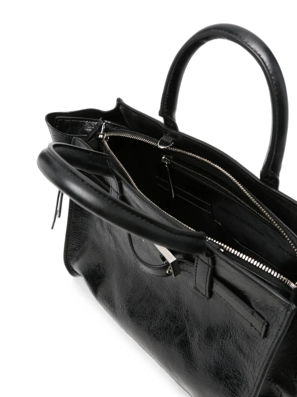 Benedetta Bruzziches crinkled-finish buckled tote bag Zwart