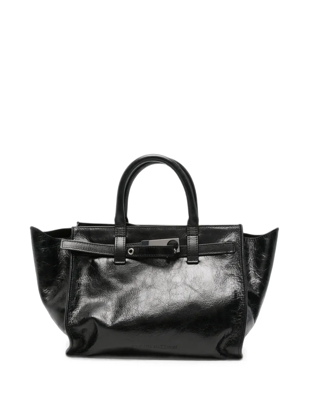 Benedetta Bruzziches crinkled-finish buckled tote bag - Noir Benedetta Bruzziches crinkled-finish buckled tote bag - Noir