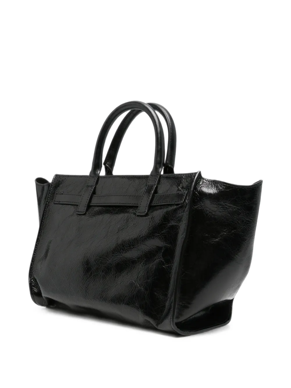 Benedetta Bruzziches crinkled-finish buckled tote bag Zwart