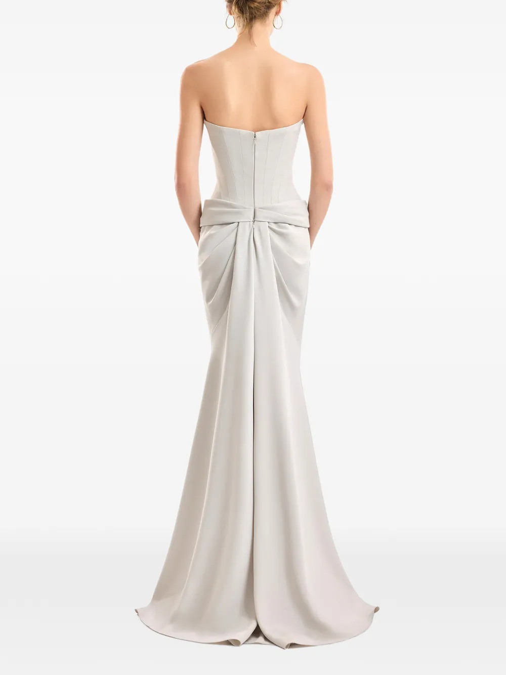 Gemy Maalouf Strapless jurk met kralen Beige