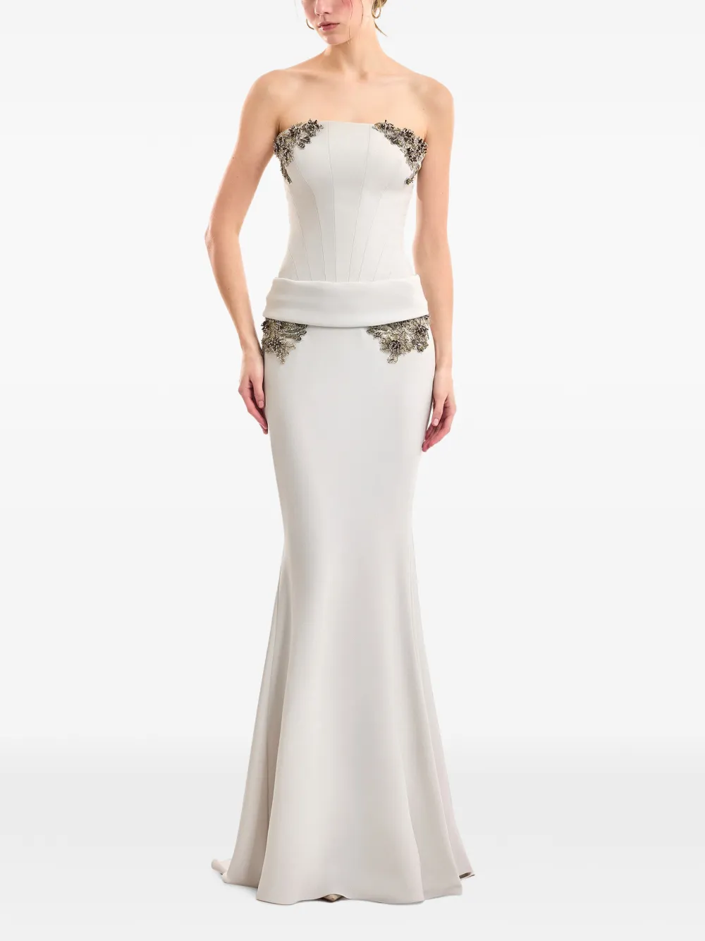 Gemy Maalouf strapless beaded dress - Neutrals