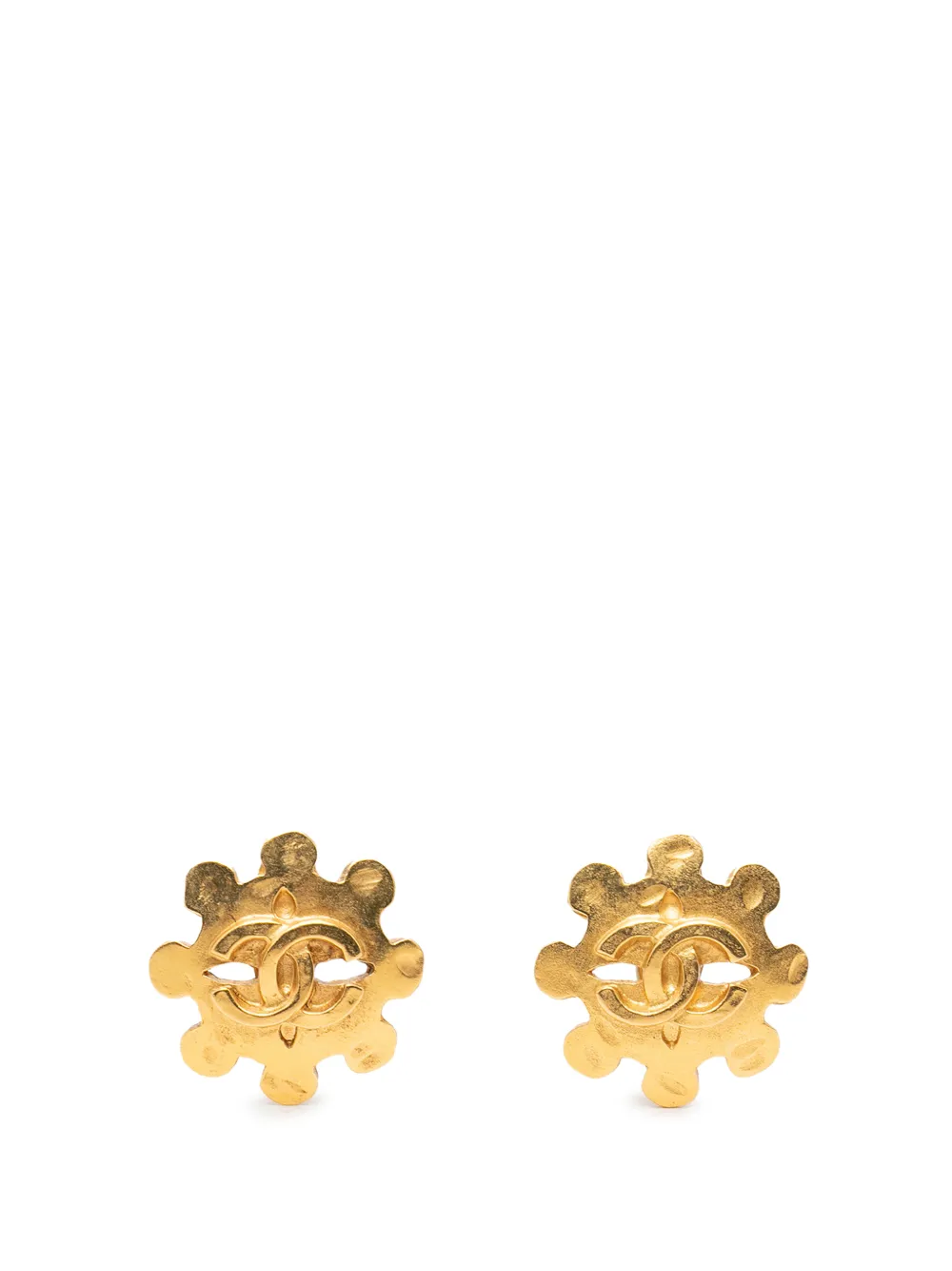 CHANEL Pre-Owned 1994 CC Gold Plated Flower Clip On Earrings costume earrings - Oro
