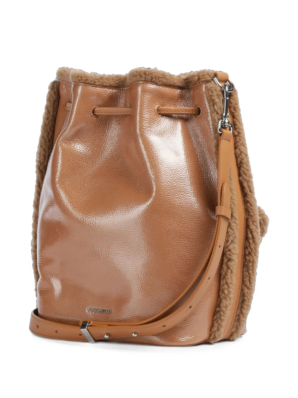 Coccinelle Beat Generation leren bucket-tas met afwerking van lammy Bruin