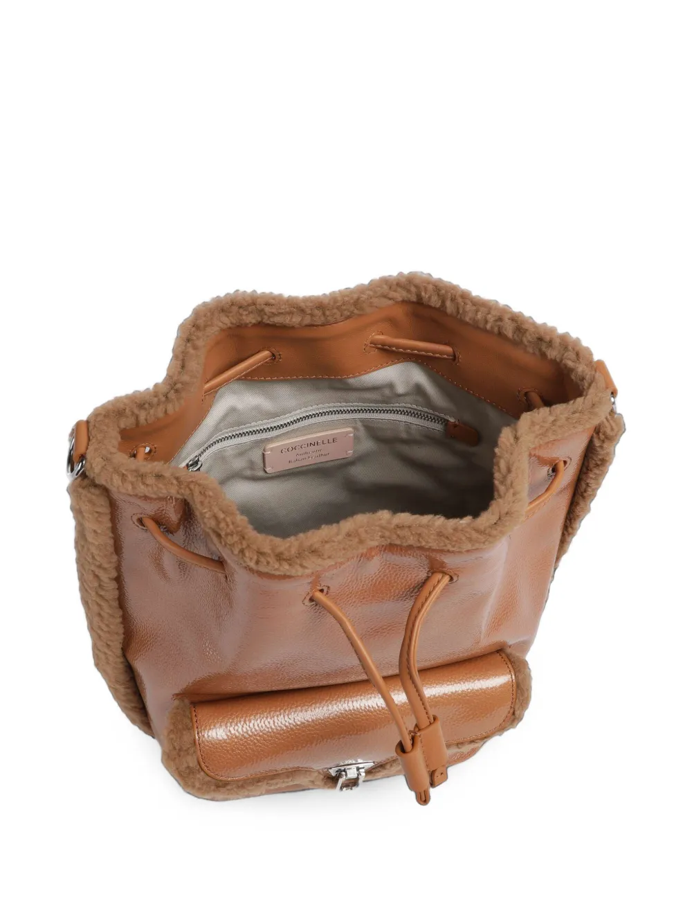Coccinelle Beat Generation leren bucket-tas met afwerking van lammy Bruin