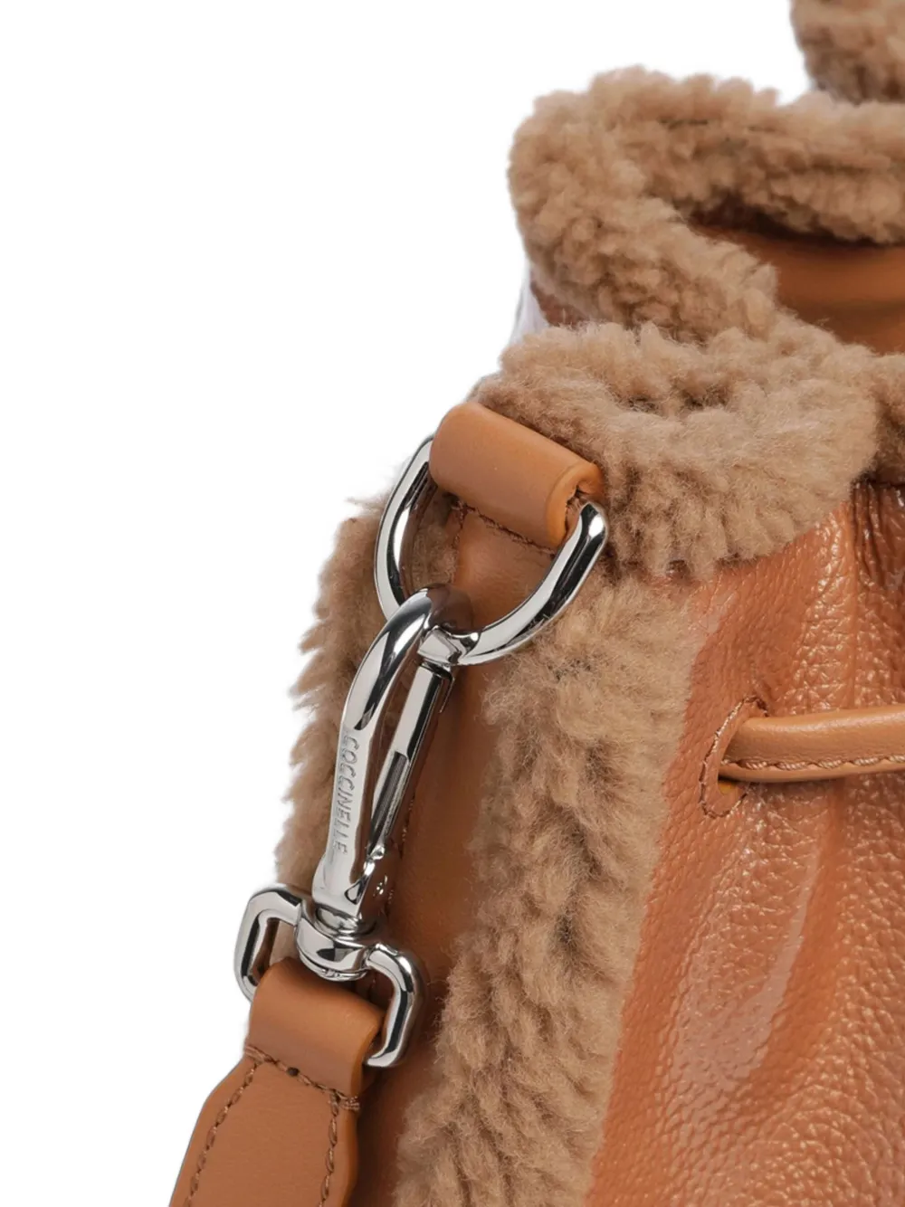 Coccinelle Beat Generation leren bucket-tas met afwerking van lammy Bruin