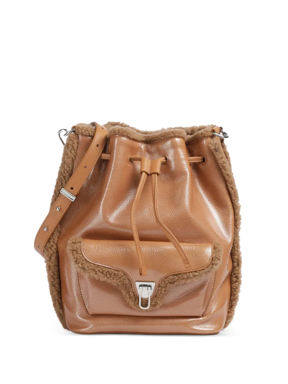 Coccinelle Beat Generation shearling-trim leather bucket bag