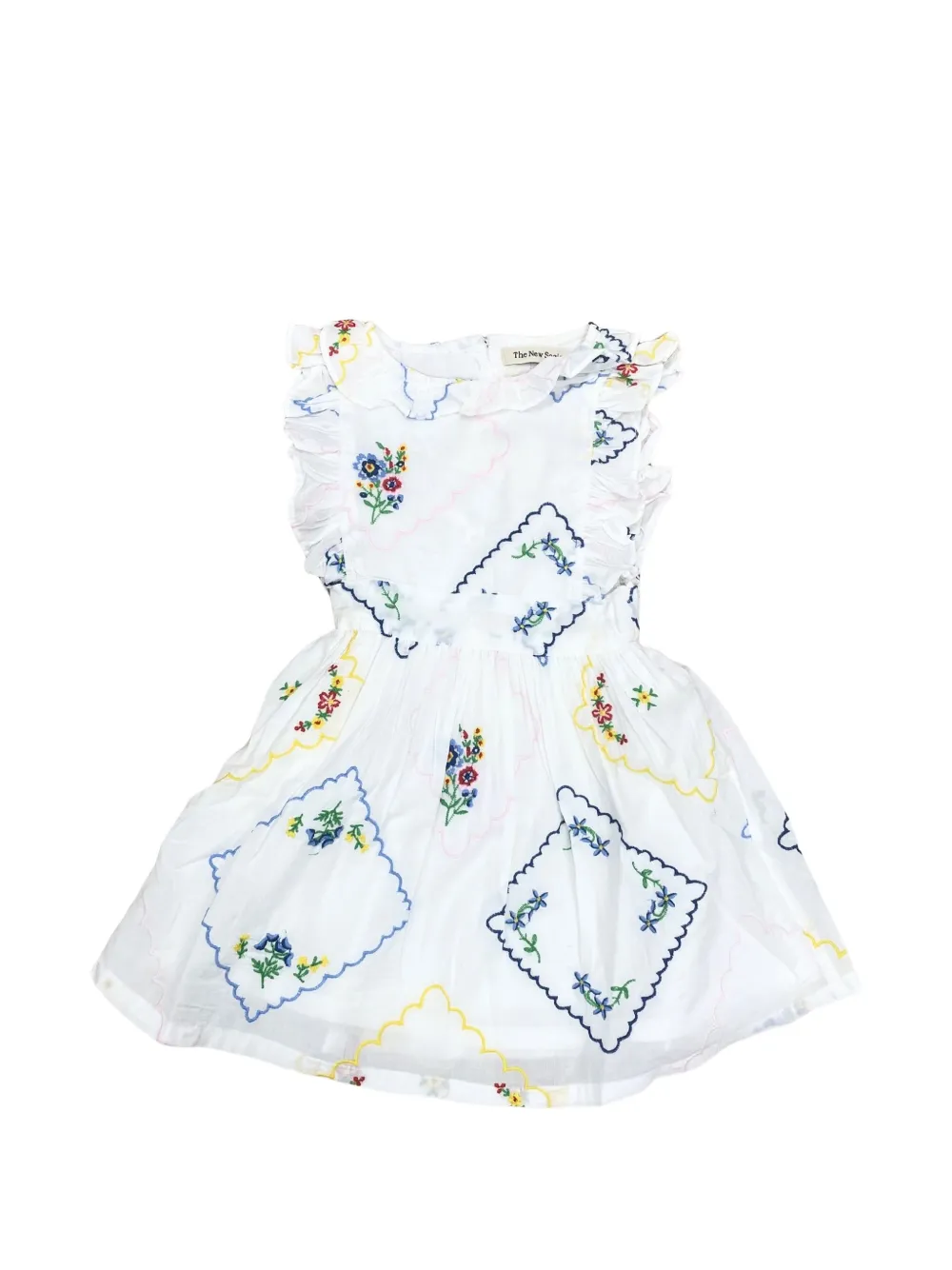 THE NEW SOCIETY robe Jacinthe brodés de fleurs à volants - Blanc THE NEW SOCIETY robe Jacinthe brodés de fleurs à volants - Blanc
