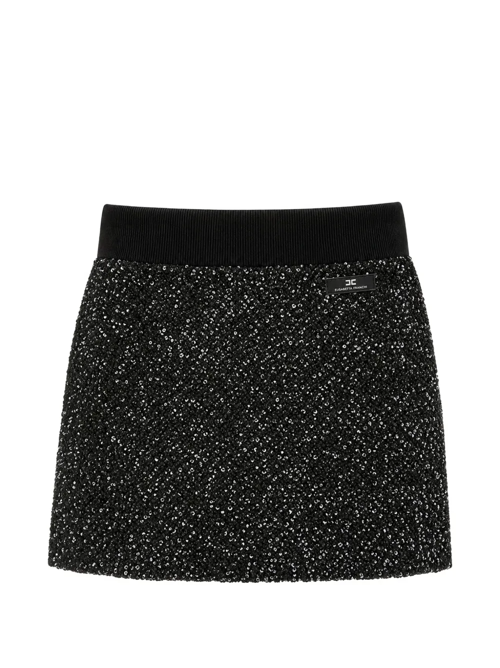 Elisabetta Franchi La Mia Bambina sequin-embellished logo-patch skirt - Nero