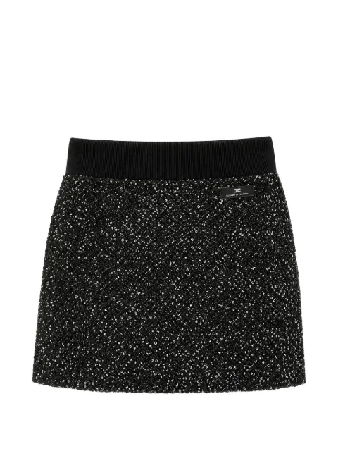 Elisabetta Franchi La Mia Bambina sequin-embellished logo-patch skirt