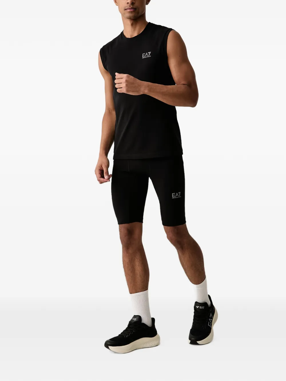 Ea7 Emporio Armani Fietsshorts met logoprint Zwart
