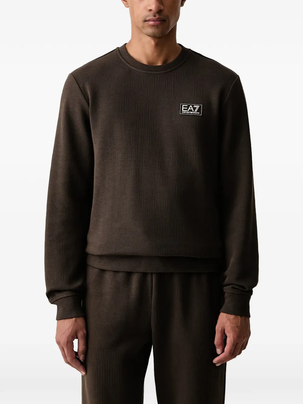 Ea7 Emporio Armani logo-patch ribbed sweater