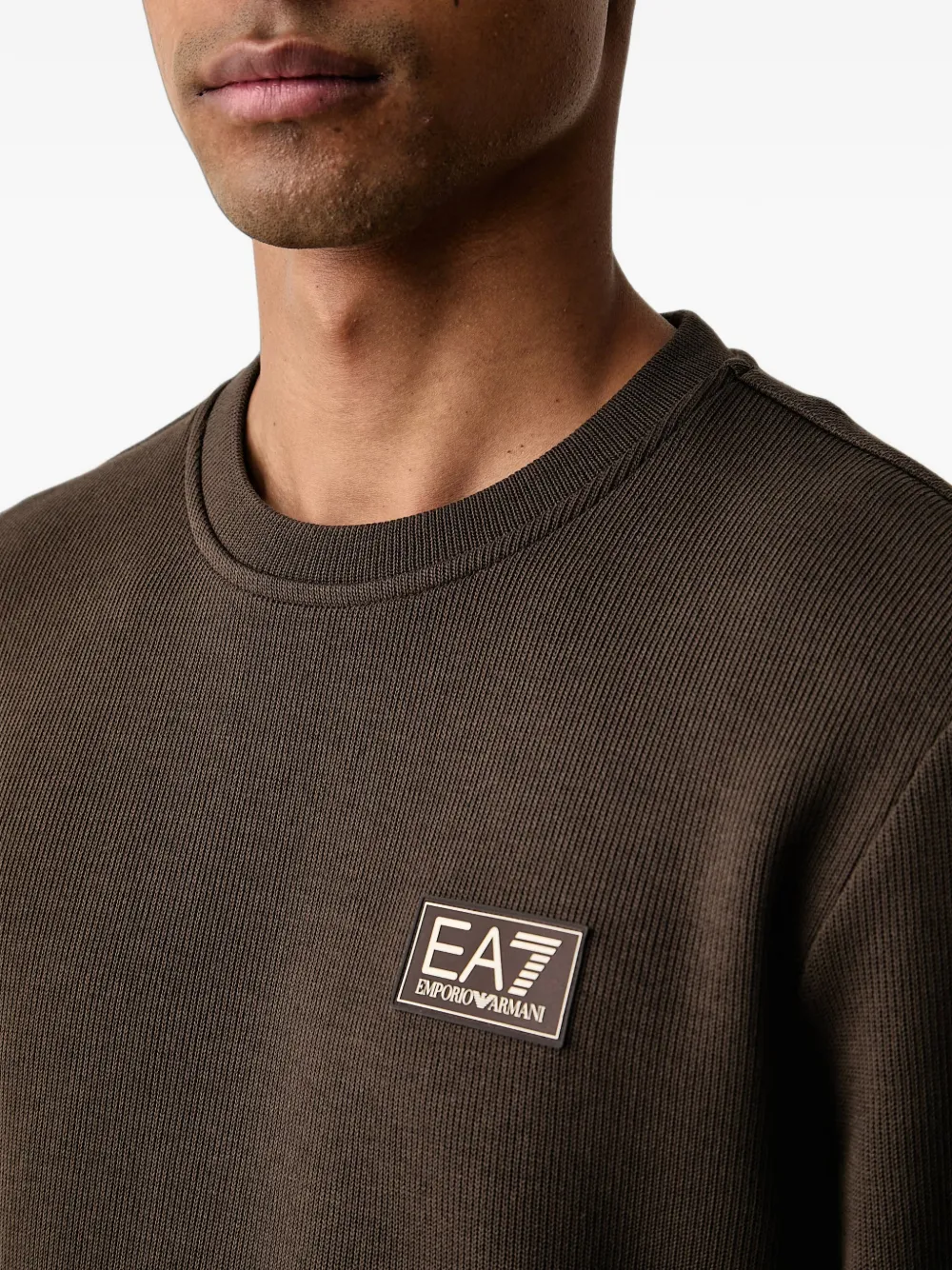 Ea7 Emporio Armani Trui met logopatch Bruin