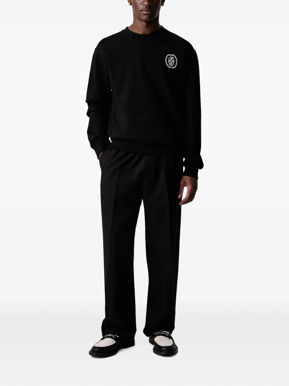 Drôle De Monsieur Sweater met geborduurd logo Zwart