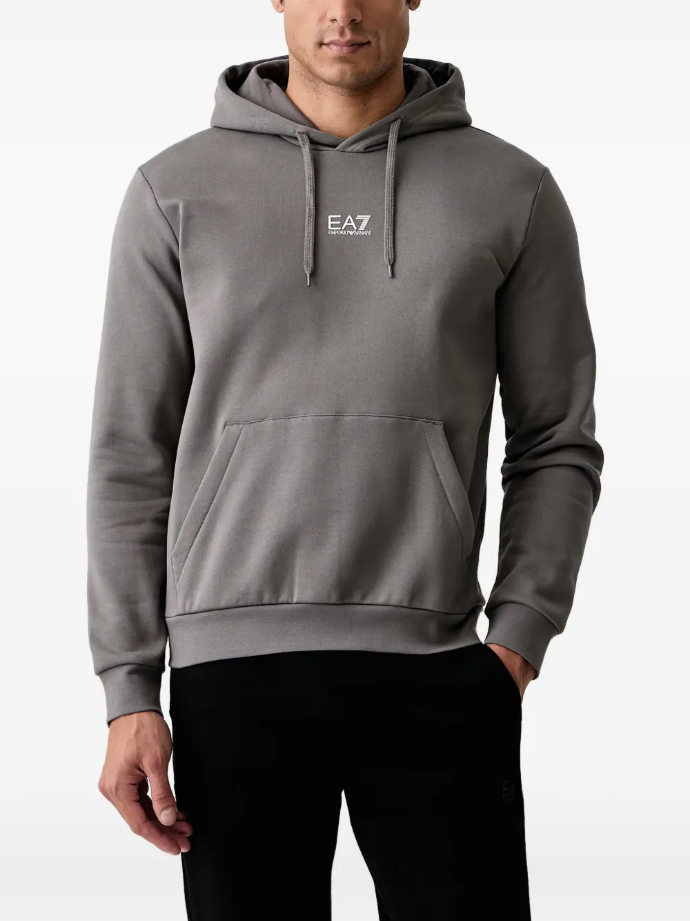 Ea7 Emporio Armani logo-print drawstring hoodie - Grigio