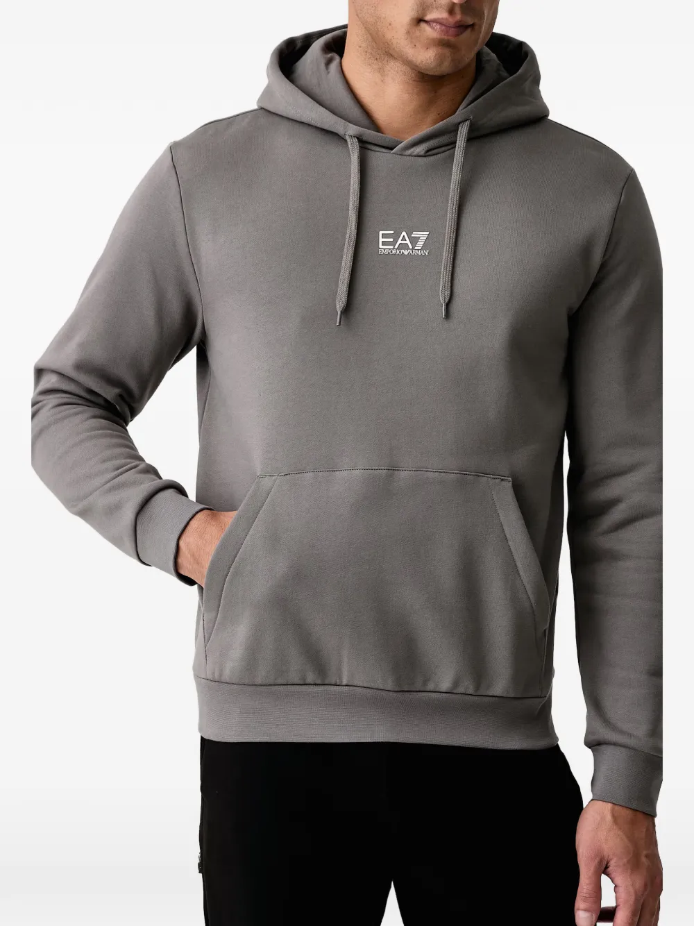 Ea7 Emporio Armani logo-print drawstring hoodie Grijs